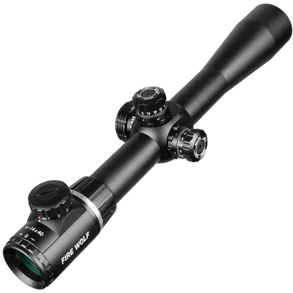 Тактический прицел Fire Wolf 4-14X40 красный зеленый крест круглая линия охотничий