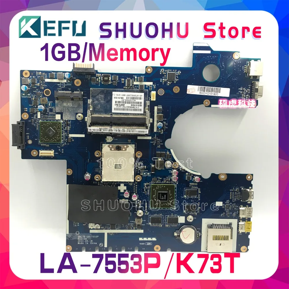 KEFU для ASUS K73TA K73T K73TK QBL70 LA-7553P X73T X73TA материнская плата для ноутбука протестированная оригинальная материнская плата