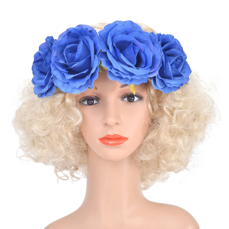 Большая роза эластичный Цветочный венок ободок свадебный цветок Корона Сладкий