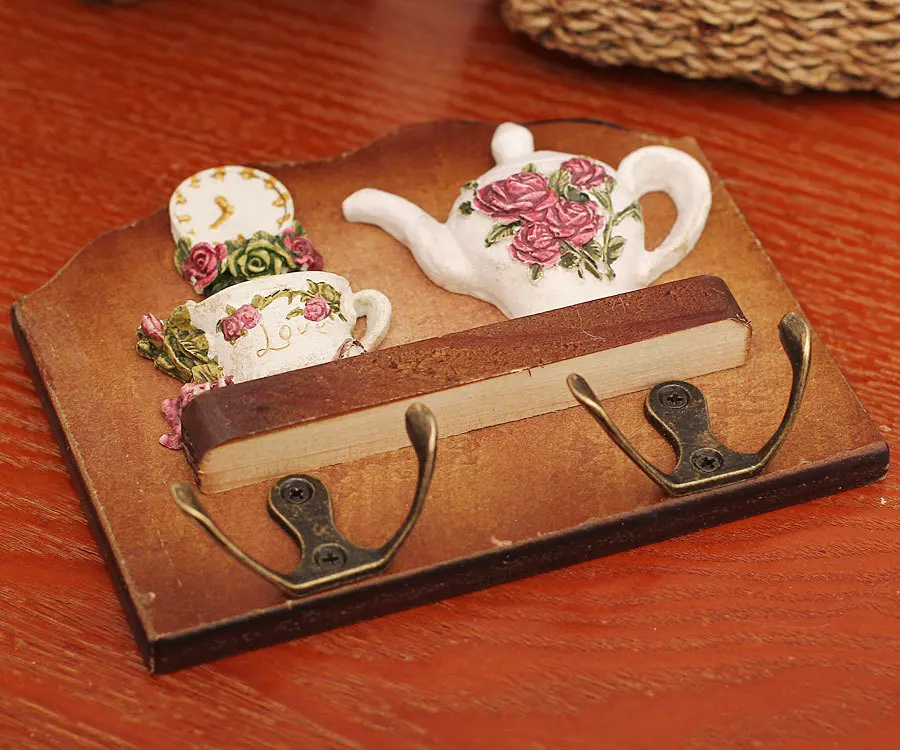 2015 spring product ideas Home Decoration wooden waves head-hanging hooks double teapot 1003 |