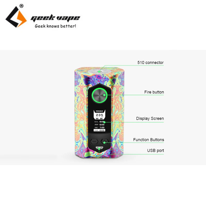 Оригинальный GeekVape Blade 235W коробка мод огромная мощность 510 нить Vape без 18650 батарея