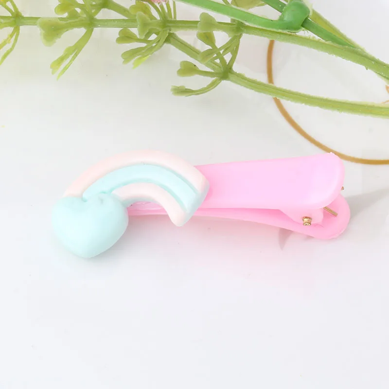 QC New Colorful Resin Baby Hairpins Bear Rabbit Ear Cute Brarette Children Hair Accessories Protect Well Lovely Clip | Детская одежда и