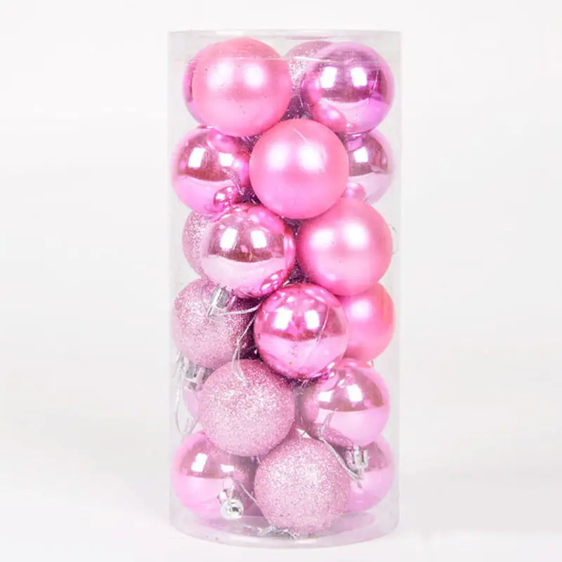 pink 24 шт./лот, декор для рождественской елки, шар-безделушка, подвесной шар 3 см, рождественские украшения-орнаменты для вечеринки для дома, декор для рождественской елки - Цвет: pink