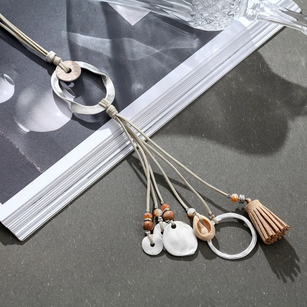 2018 Tassal подвеска женщина заявление ожерелья и подвески кожа длинное ожерелье для