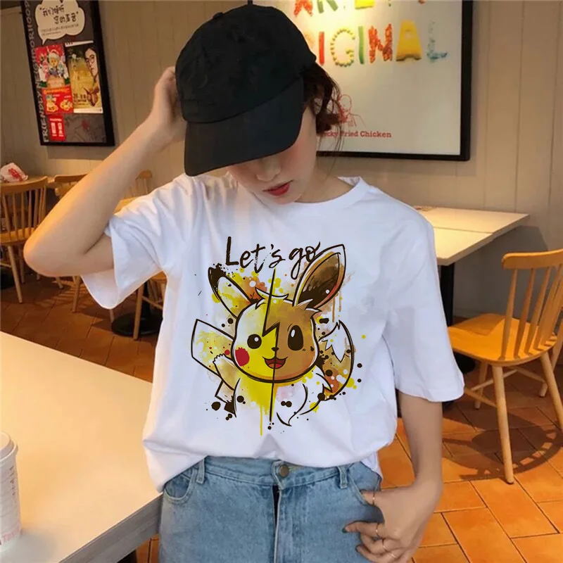Женская Футболка Harajuku Забавный Покемон Snorlax Togepi Squirtle японская футболка аниме женские топы Эстетическая одежда Пикачу