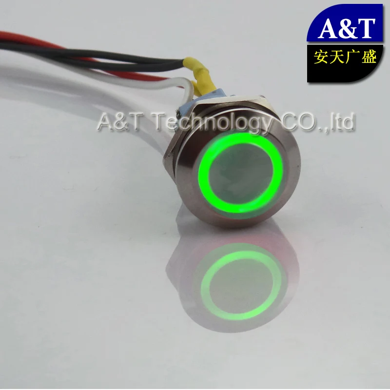 19 мм Три цвета RGB LED мгновенное включение кнопка выключения 12 В 24 220 красный синий