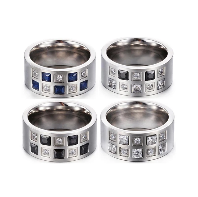Кольца из титановой нержавеющей стали 10 мм синий черный белый|finger ring|rings for womensilver