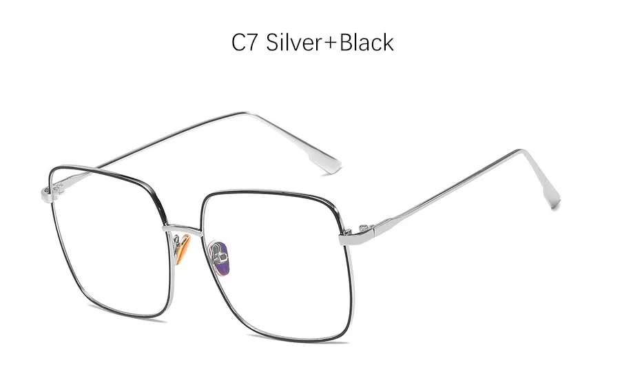 C7 Silver Clear Новые очки Квадратные прозрачные очки Женские винтажные круглые компьютерные blueray очки Модные Ретро прозрачные женские очки - Цвет оправы: C7 Silver Clear