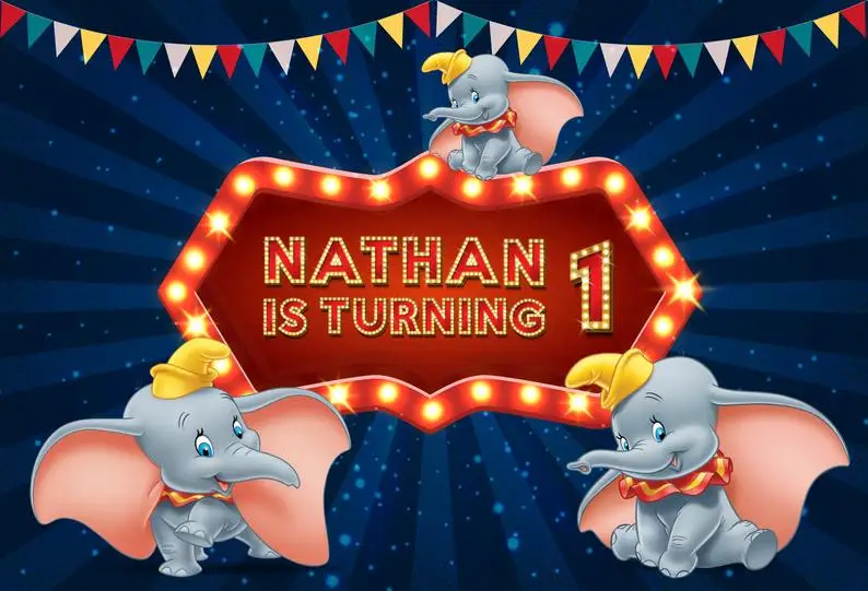 Фон для фотосъемки новорожденных на заказ цирковая тематика Dumbo фоны мальчиков