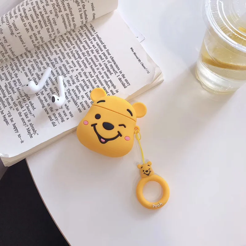 Чехол для AirPods, милый мультяшный защитный чехол, беспроводной чехол для наушников Air pods 2, чехол для наушников с кольцом на палец