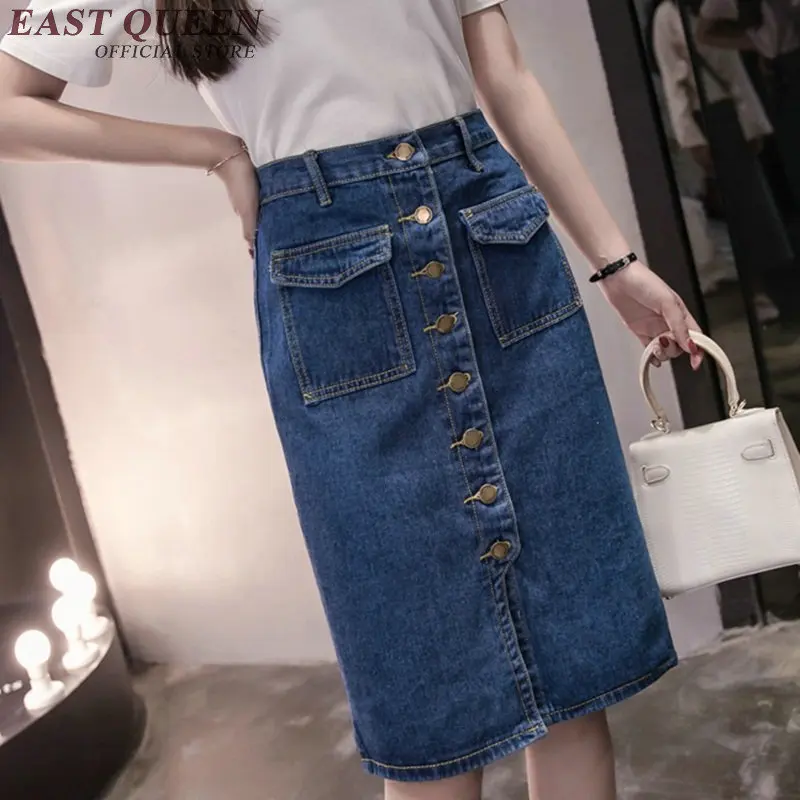 Женская джинсовая юбка до колена на пуговицах KK1411 H|button front skirt|denim skirtwomen denim skirt |