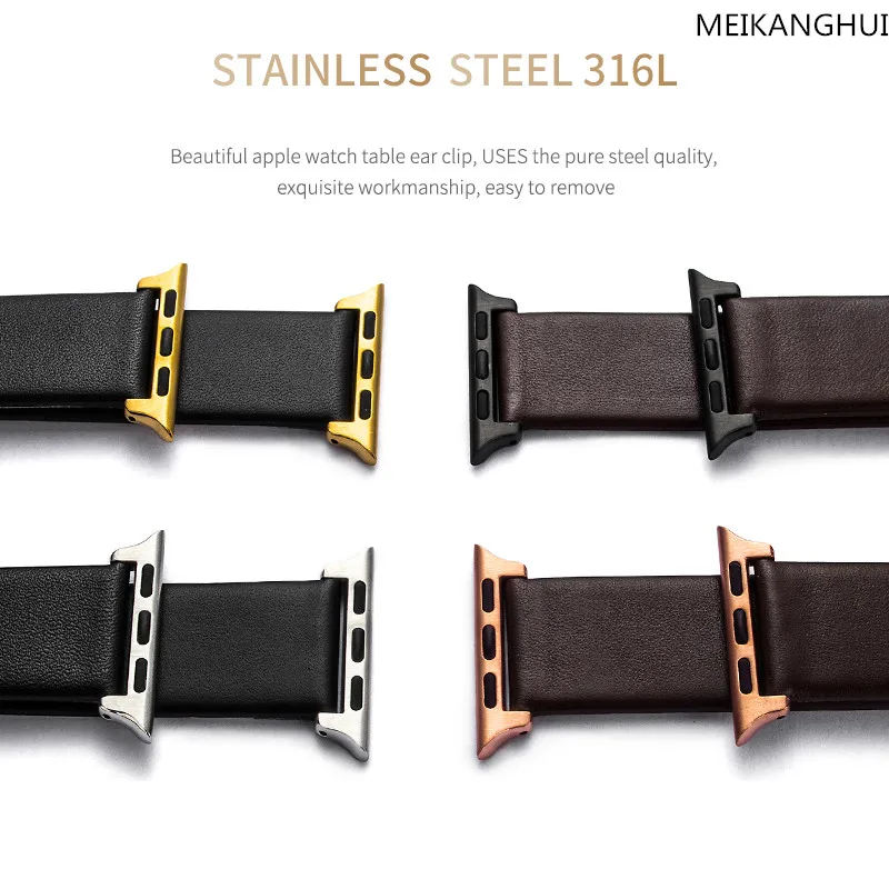 MEIKANGHUI New Arrival Genuine Leather Watch Band For Apple Watch Strap 42mm 38mm Series 3/2/1 Black iWatch Bracelet Watchband