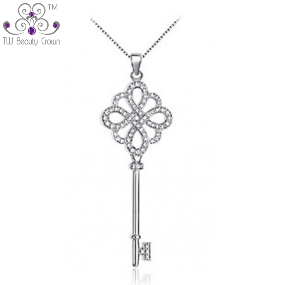 Женское винтажное ожерелье из серебра 925 пробы с кулоном в виде ключа | Украшения