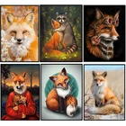 Животные лисы круглыеквадратные 5D diy узор для вышивки декор комнаты смола мозаика алмазная живопись 3d наборы для вышивки крестом ремесла RA2627