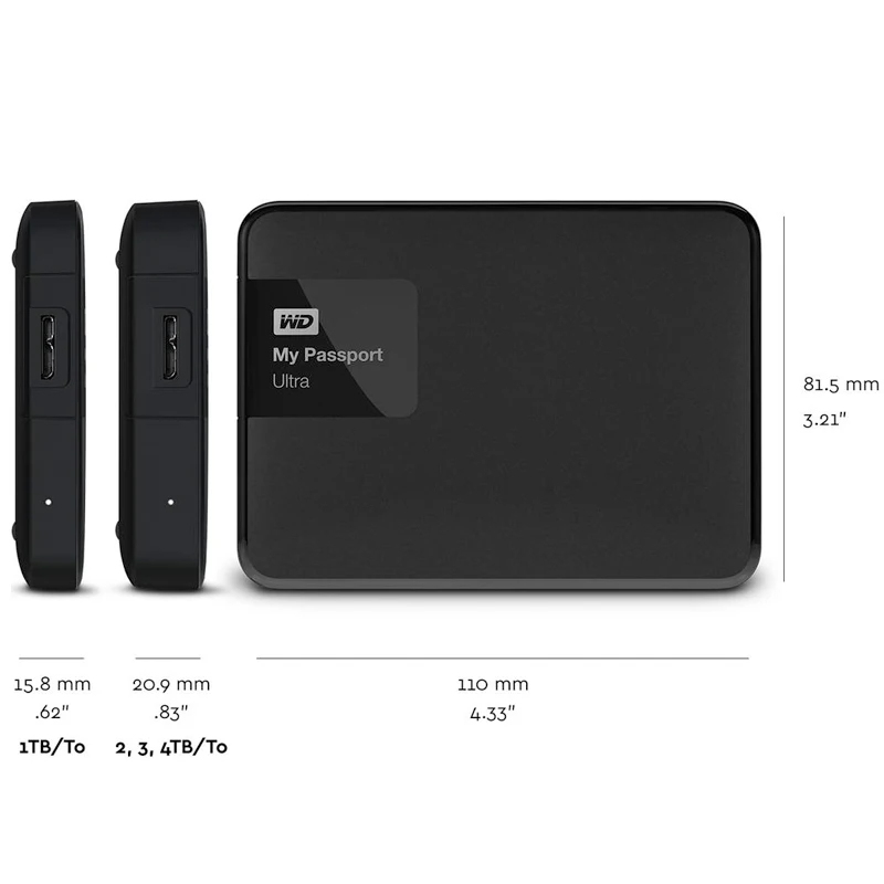 WD My Passport Ultra 2 ТБ внешний жесткий диск Портативный HDD HD Жесткий 5 &quotSATA USB 3 0 для