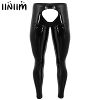 mens lingerie shiny patent leather open back and open pouch sissy tight pants leggings trousers gay man nightclub underwear