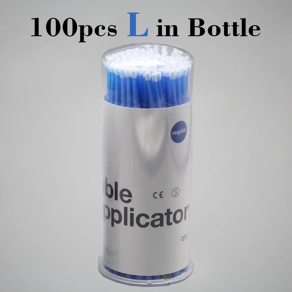100pcs L in Bottle Kimcci, 100 шт./лот, одноразовые кисти для макияжа, абсорбирующие ватные тампоны, кисти для ресниц, микро тушь для ресниц, индивидуальная кисть для наращивания ресниц - Цвет: 100pcs L in Bottle