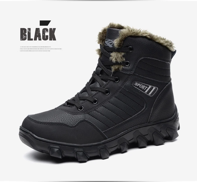Fotwear, мужские зимние ботинки мужские уличные противоскользящие ботинки теплая плюшевая хлопковая обувь кожаная обувь на шнуровке