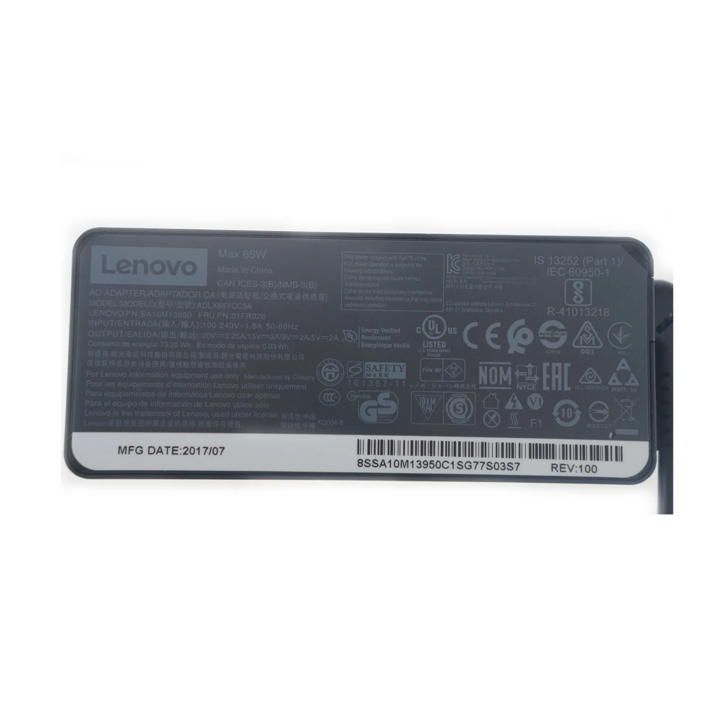 Оригинальный адаптер 65 Вт USB Type C для Lenovo ThinkPad L380 YOGA T480S P51S P52S 370 01FR026 01FR028 01FR030 01FR027