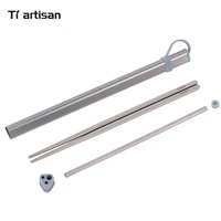 tiartisan titanium chopstck straw gift set portable chopsticks with colorful aluminum box outdoor tabletware travel box