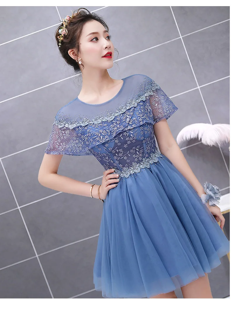 New short navy blue sweat lady girl women princess bridesmaid banquet party ball dress gown free shipping | Свадьбы и торжества