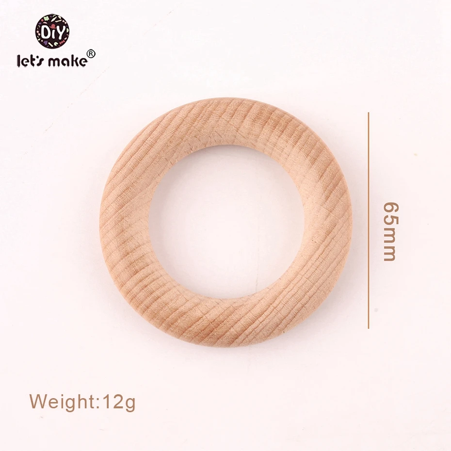 Let's make Beech Wooden Teething Ring 65mm 20pcs Baby Teether DIY Nursing Materials Accessories Necklace Making Tiny Rod | Мать и