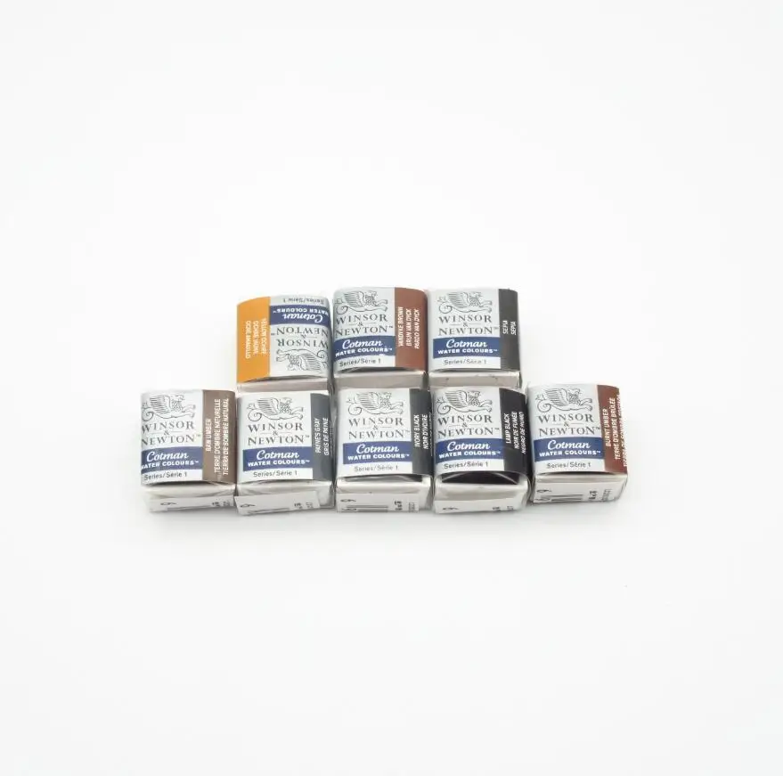 Winsor& Newton Cotman Твердые акварельные краски половина Пан 40 цветов синий акварельные кисти - Цвет: Brown Tone