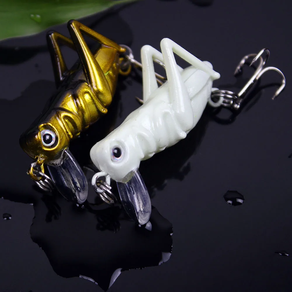Lixada 5Pcs 4g / 4.5cm Artificial Fishing Lures Luminous Grasshopper Insect Shape Hard Baits Set Tackle Box Pesca | Спорт и