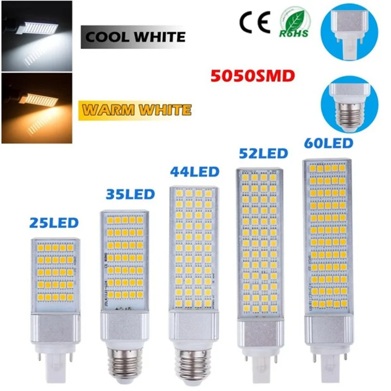 

5W 7W 9W 12W 15W G24 LED Bulb Light E27 Bulb LED Lighting Lamp SMD5050 AC85-265V LED Bombillas 180 Degree Horizontal LED Bulb