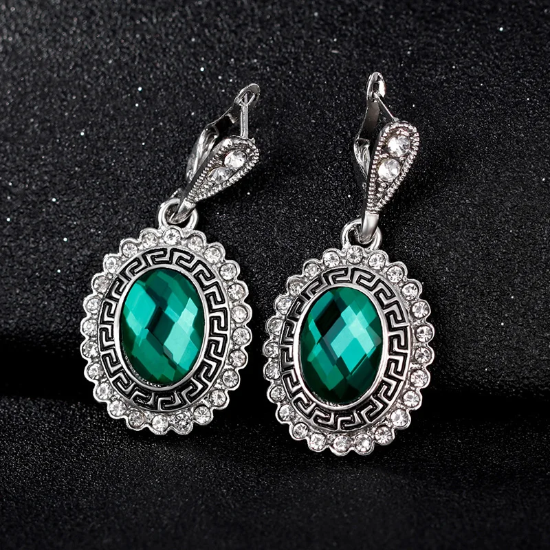 Hot Sale 4 Colors 925 Sterling Silver Jewelry Set Short Chain Charm Pendant Necklace Earring Ring Crystal for Women | Украшения и