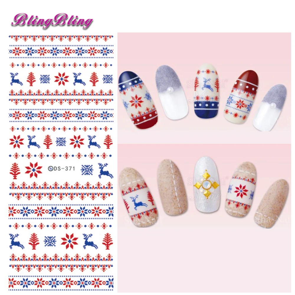 Blingbling 2 шт. Рождество гвозди книги по искусству стикеры серый Снежинка воды