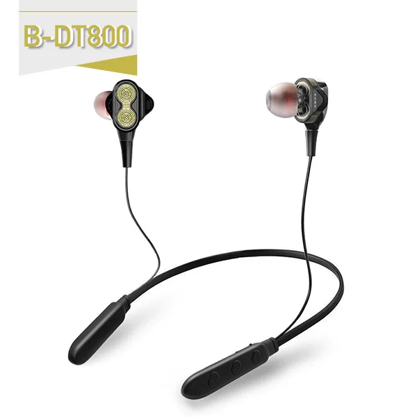 CBAOOO DT800 Bluetooth Беспроводные наушники с шейным ремешком спортивные наушники стерео бас гарнитура громкой связи с микрофоном для всех телефонов - Цвет: BT800-Neckband-Gold