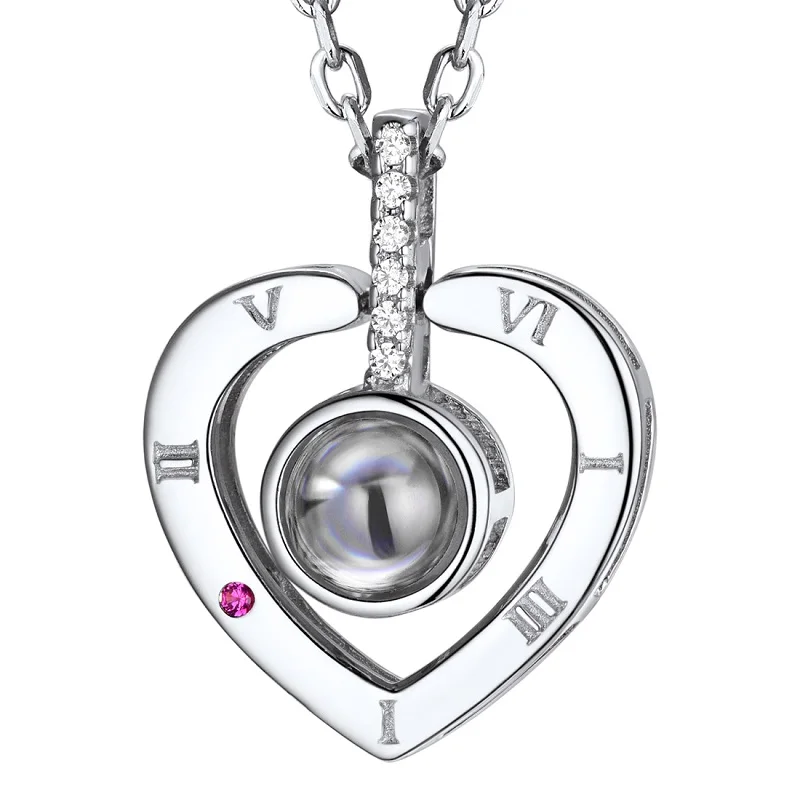 Silver color U7 925 пробы Серебряное женское ожерелье с нано гравировкой I LOVE YOU на 100 языках Индивидуальные ювелирные изделия на День Матери подарки SC25 - Окраска металла: Silver color