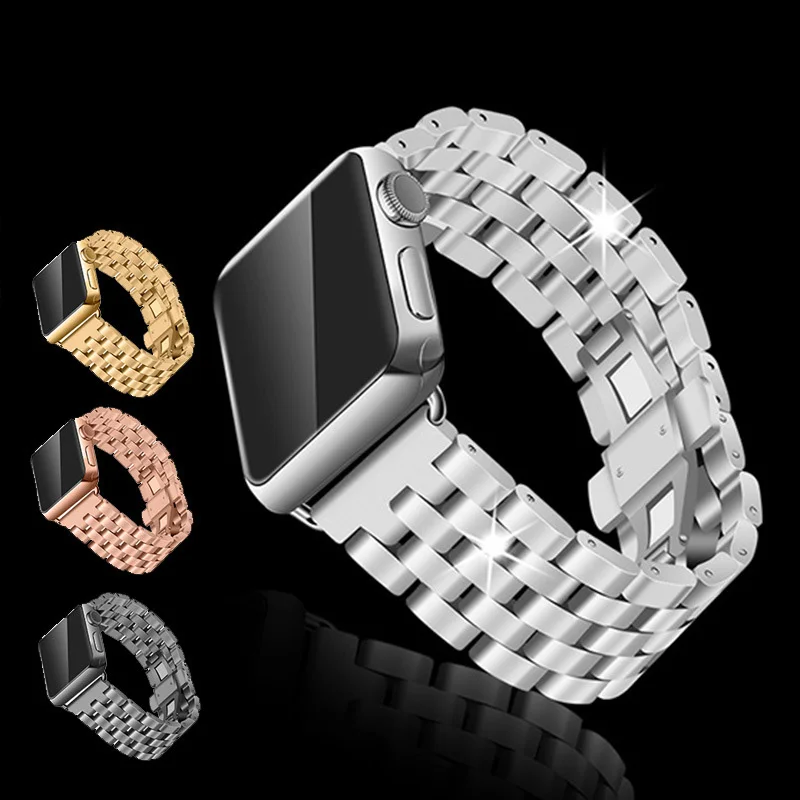 Ремешок для часов из нержавеющей стали браслет Apple Watch Iwatch Link серебристый розовый