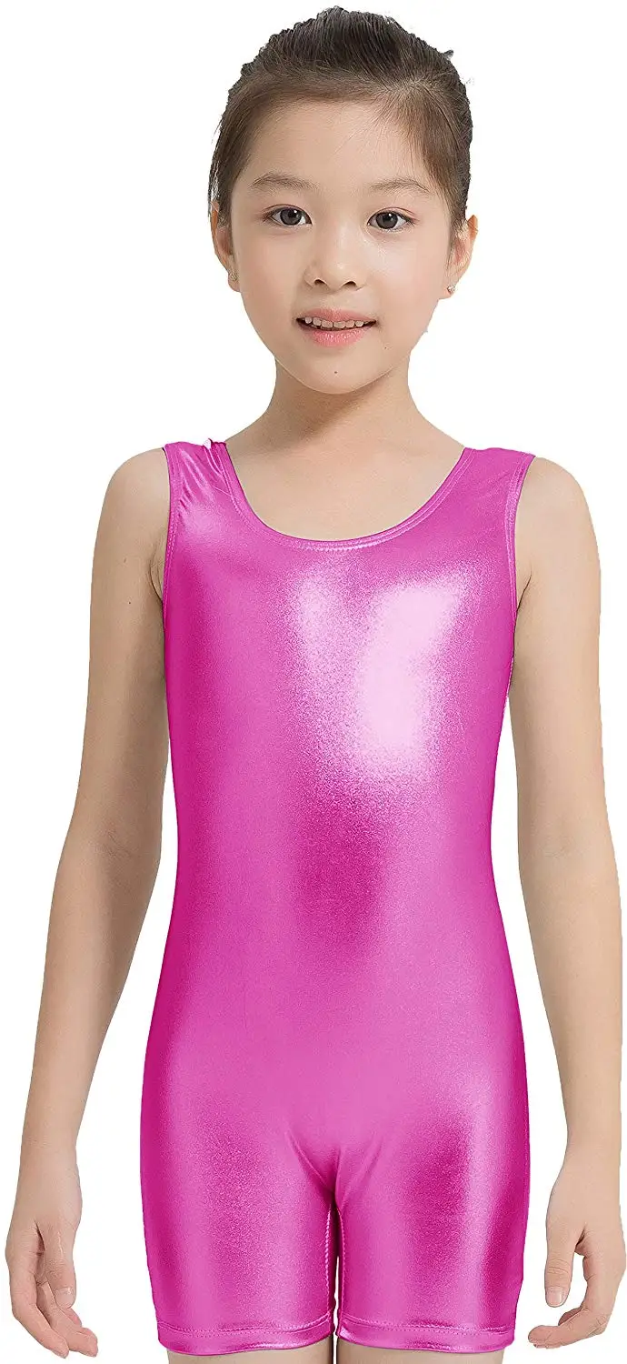 Детский Блестящий металлический танцевальный гимнастический костюм детский