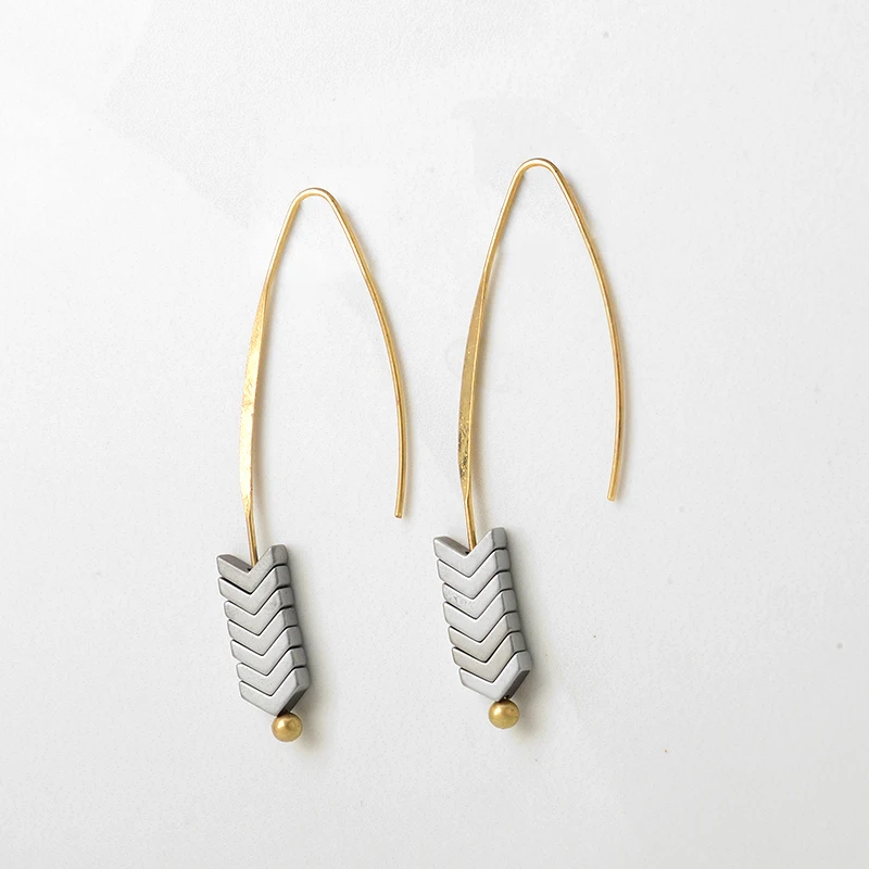 Boho Стиль 8 цветов зеленый камень свисающие серьги для женщин в винтажном стиле