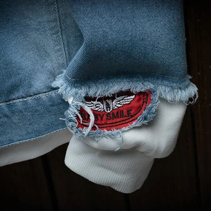 Мужская джинсовая куртка с капюшоном уличная ковбойская из двух предметов 2019 |