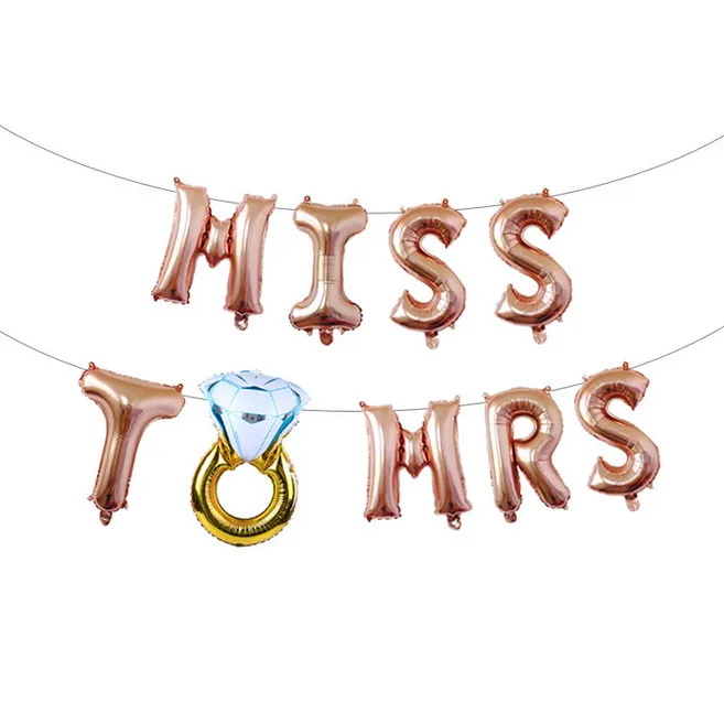1set Miss to mrs 1 комплект 16 дюймов розовое золото буквы "Bride to be" воздушных шаров в форме сердца воздушные шары из фольги курица декорации на свадьбу, вечеринку принадлежности для вечеринки-девичника - Цвет: 1set Miss to mrs