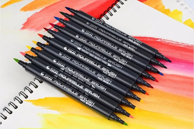 STA кисть для рисования с двойной головкой художественный растворимый цветной