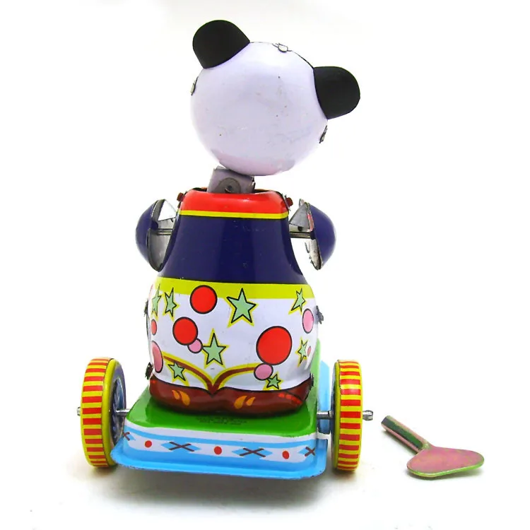 Retro Collection Tin toys mkd3 Children Metal Wind up Auto Car Models Robot Vehicles Handmade Iron Mechanical Panda Play Drum | Игрушки и