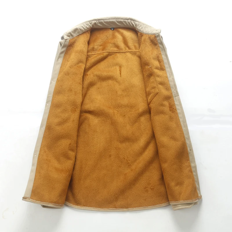 Мужская Вельветовая рубашка Повседневная теплая однобортная однотонная