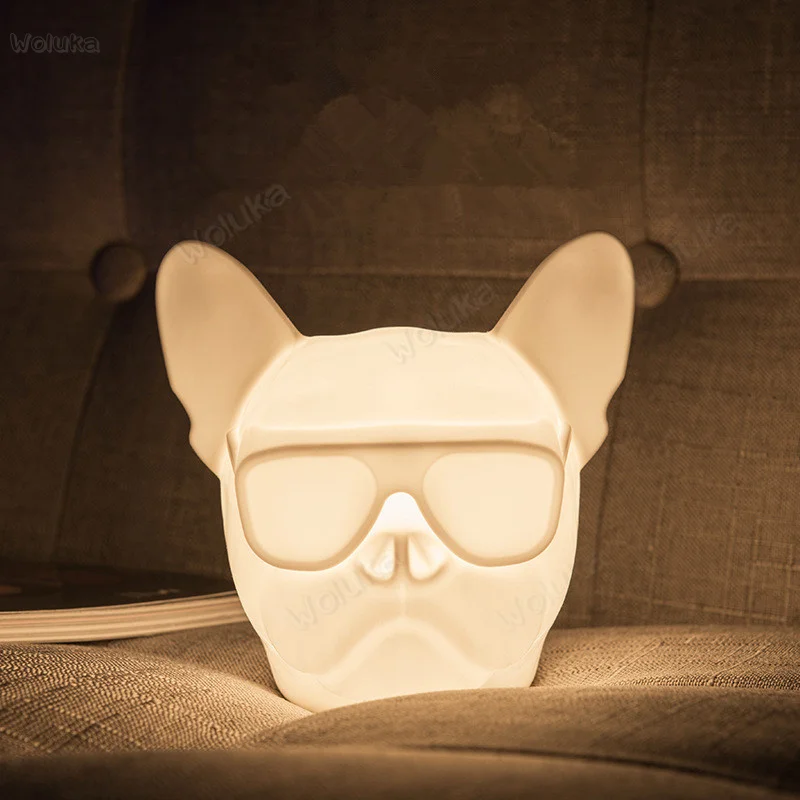 Силиконовый маленький ночник в виде бульдога с голосовым управлением мультяшный