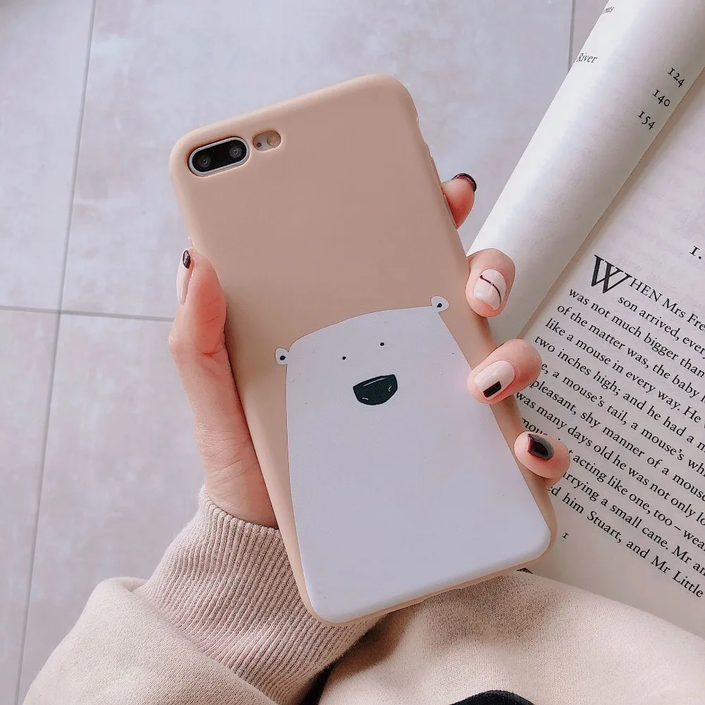 Силиконовый чехол для iPhone 6 6s 6plus Plus 7 7plus 8 8Plus X XR XSMAX sosft TPU милый мультфильм белый
