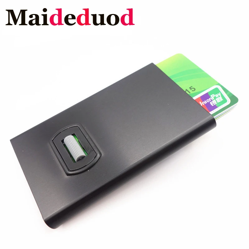 

Maideduod New Credit Card Holder Automatically Business Card Holder Aluminum alloy Men Card Wallet RFID Anti-theft Card Box
