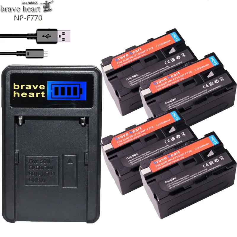 charger and 4battery 4 шт. 5299 мА/ч, NP-F770 NP-F750 NP F770 NP F750 750 батареи+ ЖК-дисплей Зарядное устройство Наборы для sony CCD-RV100 DCR-TRU47E F960 F970 NP-F550 - Цвет: charger and 4battery