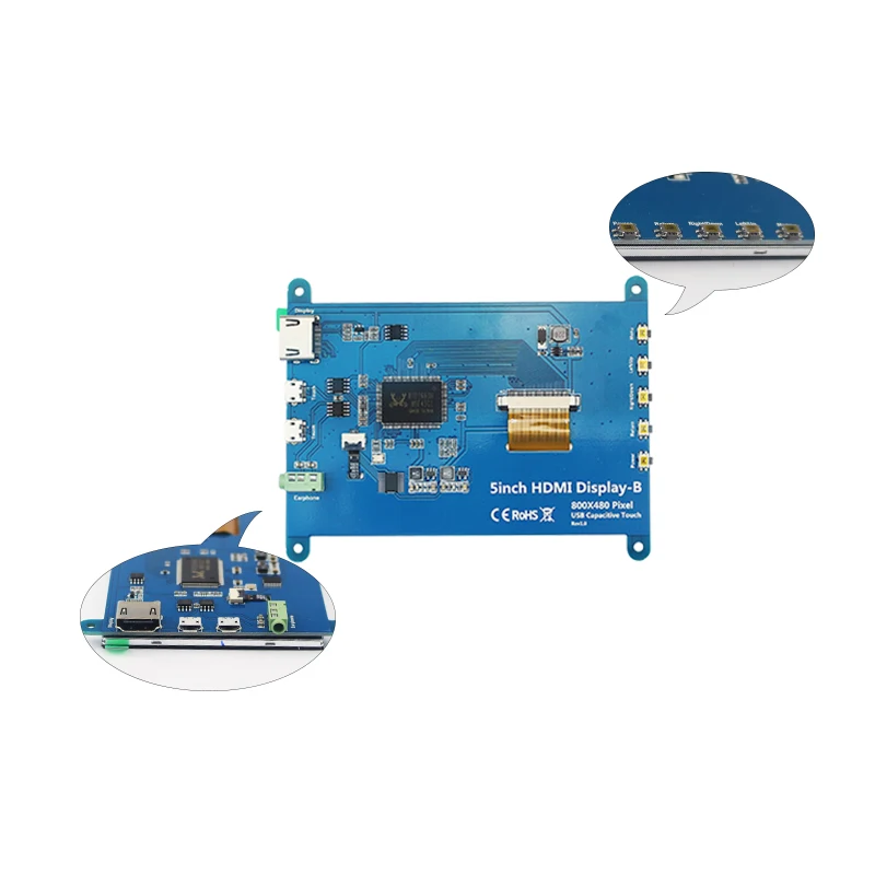 Raspberry Pi 4 Модель B ЖК-экран сенсорный экран 5 дюймов емкостный 800*480 дисплей модуль совместимый для Raspberry Pi 3 Model B+/3B