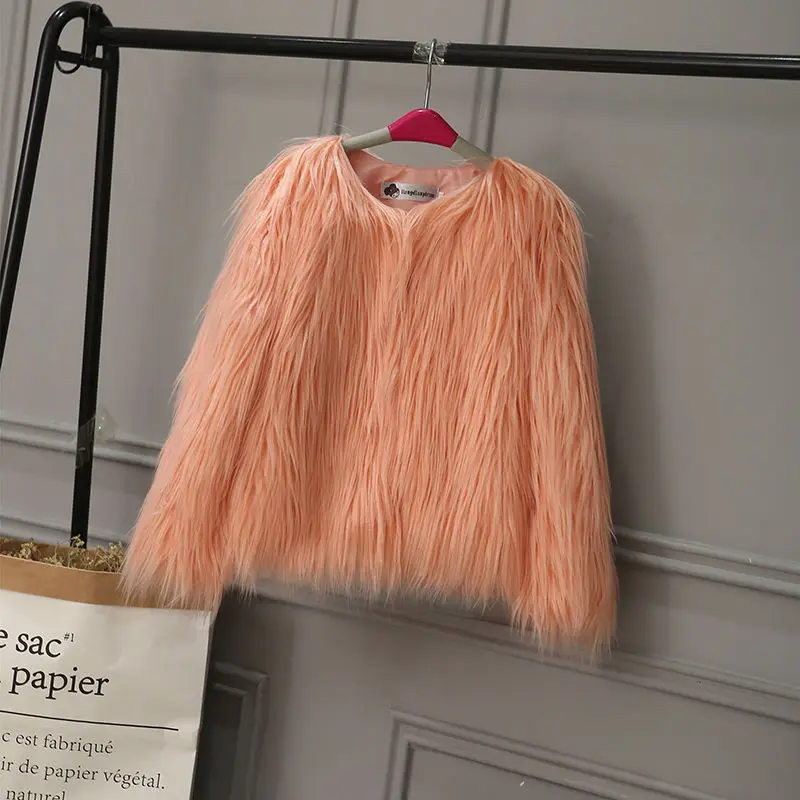 Autumn Winter Fur Jackets For Girls Princess Coat Waterfall Baby Girl Faux Fashion Kids Children Outerwear | Детская одежда и