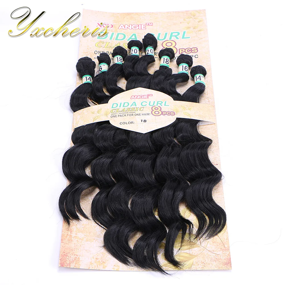 YXCHERISHAIR 8 шт./упак. синтетические глубокие пучки волнистых волос 1" 16" 1" 20" омбре черный блонд два пучка волос переплетение