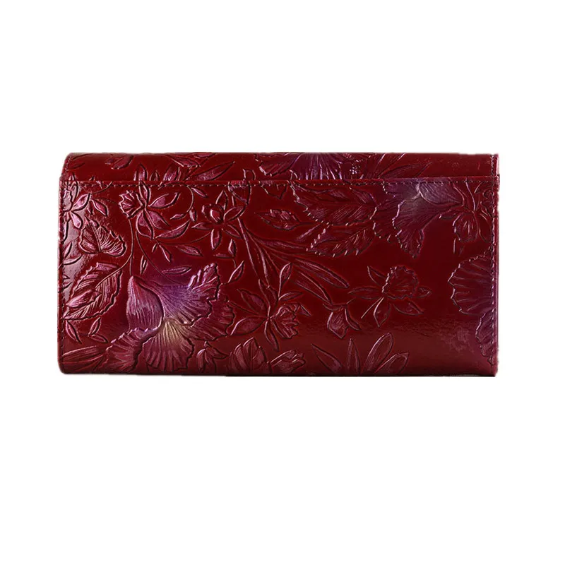 Новый брендовый женский кошелек из натуральной кожи Женский двойной с цветочным