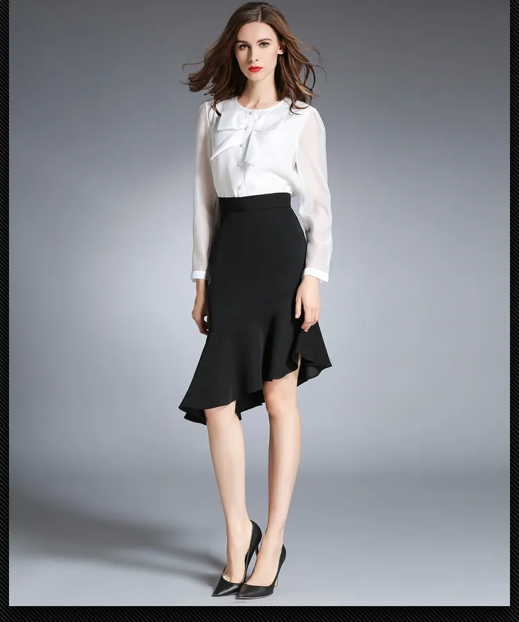 Летняя новая Асимметричная юбка с оборками в виде листьев лотоса пачка рыбьим